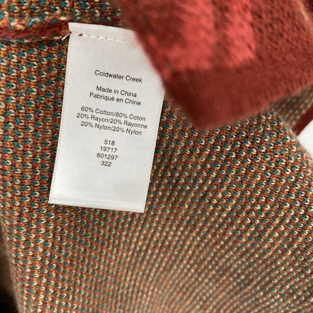 Coldwater Creek Southwestern Aztec Sweater Cardigan Rust Turquoise Womens XS - Picture 6 of 8